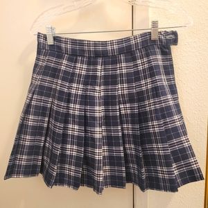 Blue plaid skirt